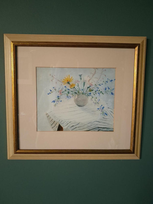 Framed copy of Helens bunch in a pot by artist Winifed Nicholson.