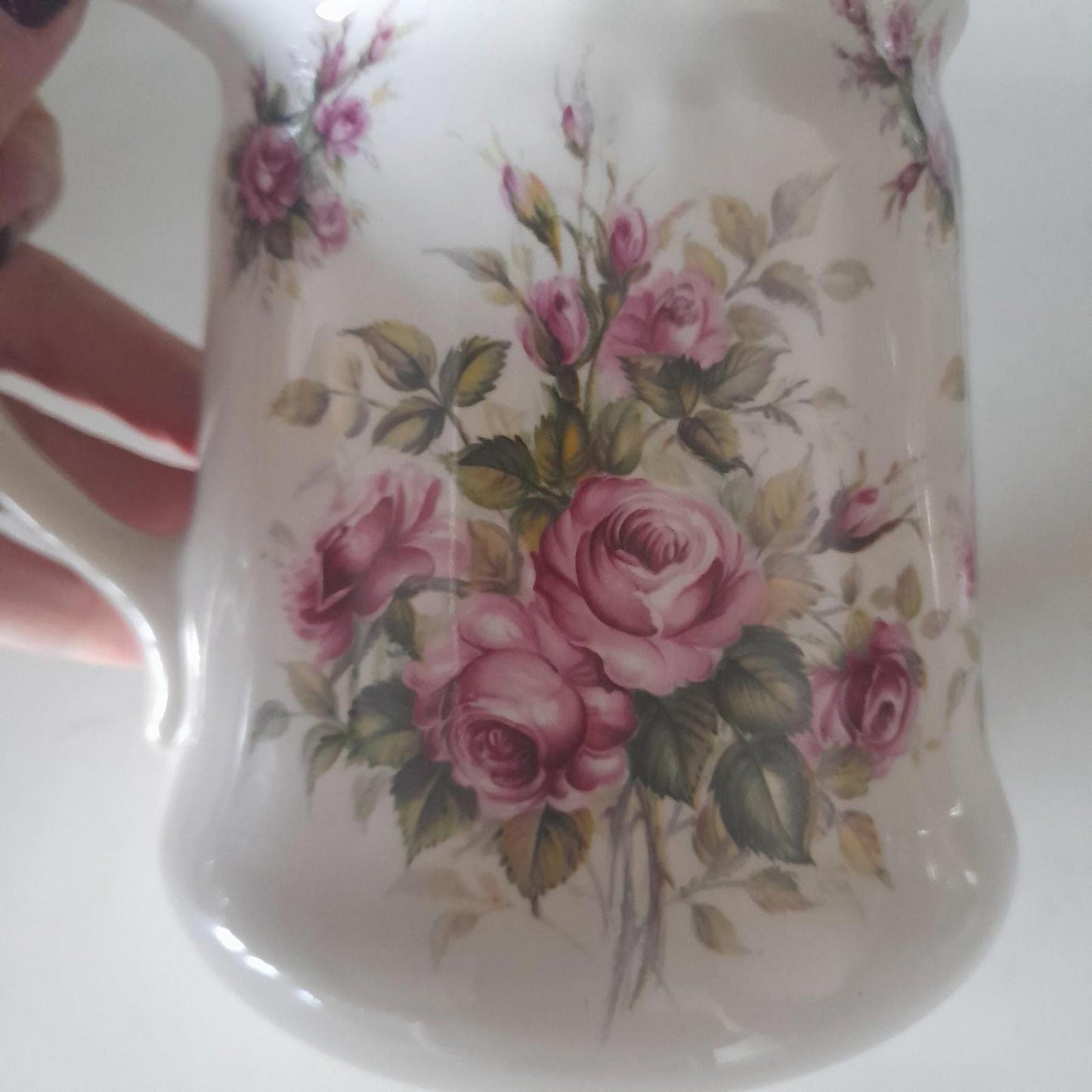 Ironstone Pink roses vase/pitcher