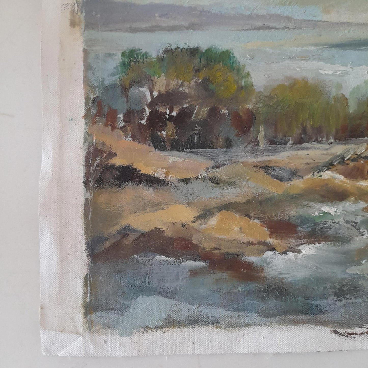 Scenic bridge and river scene by Ira Englefield (b.1912) oil on canvas