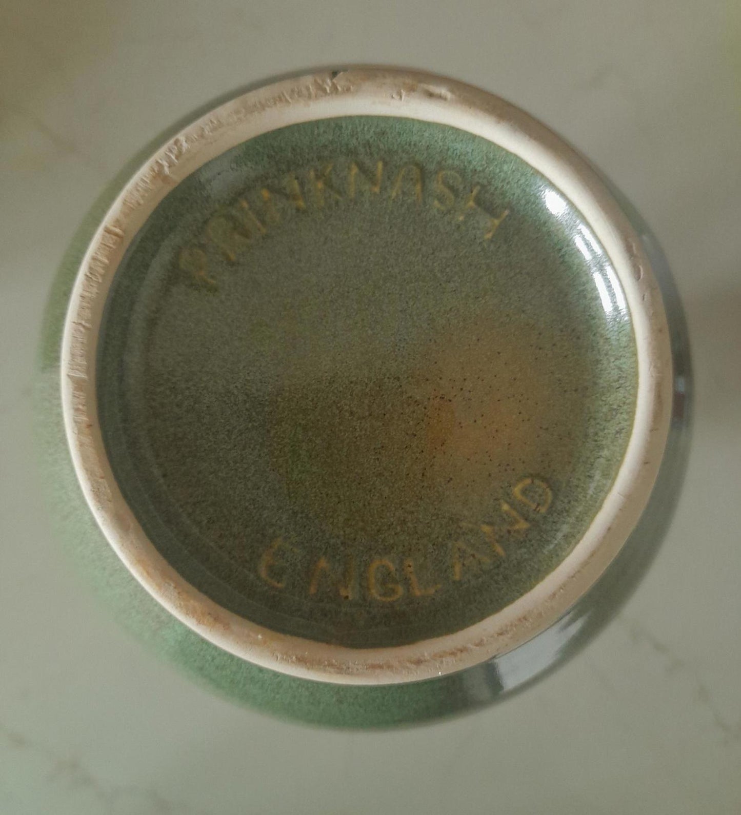 Prinknash green pottery vase 8.5" tall