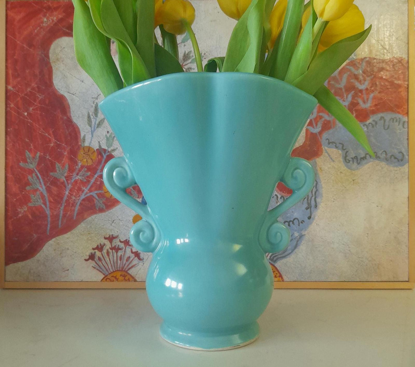 Vintage turquoise flower vase