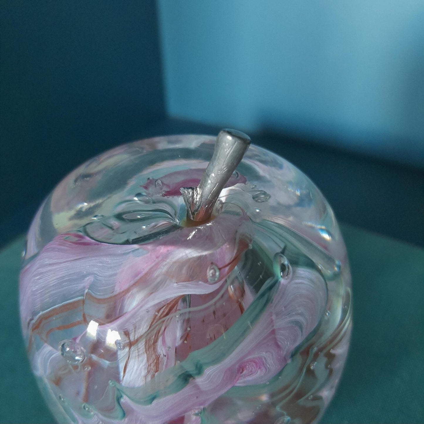 Alum bay glass apple paperweight