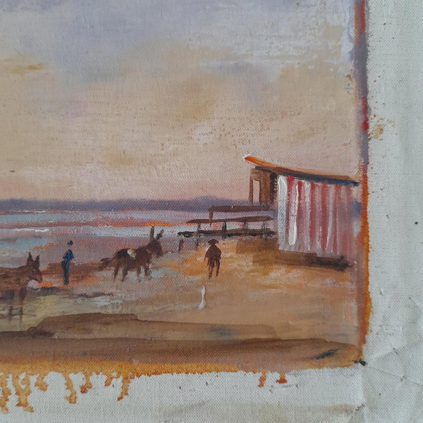 Beach scene by Ira Englefield (b.1912) oil on canvas