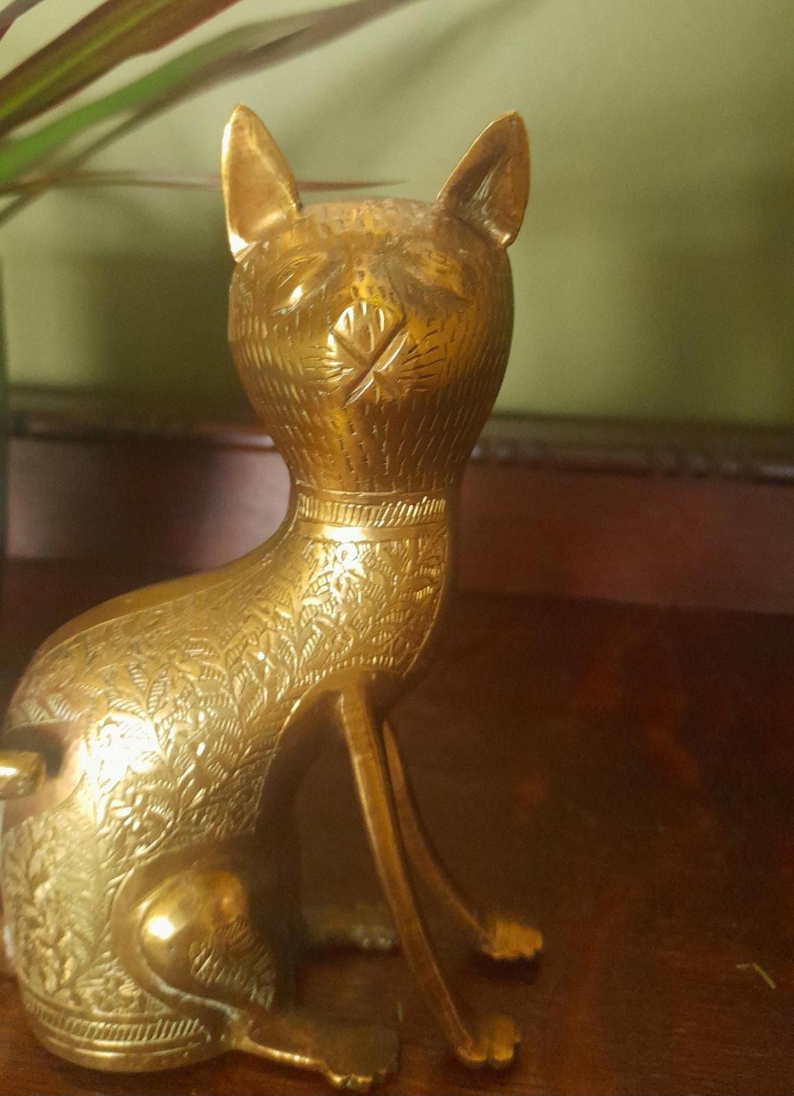 Brass cat figurine