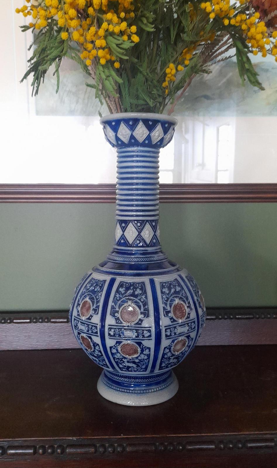 A pair of Simon Peter Gerz German Westerwald stoneware vases