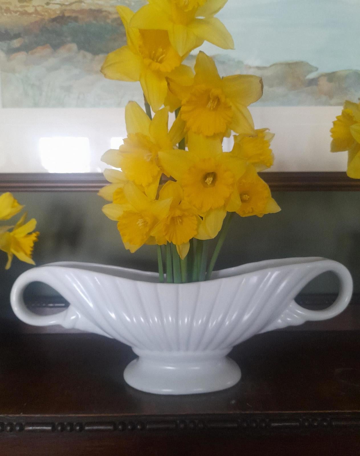 Arthur Wood Kenya double handled white mantle vase
