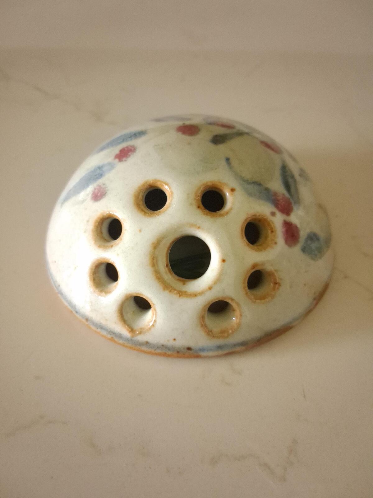Jersey pottery wall hung small flower frog