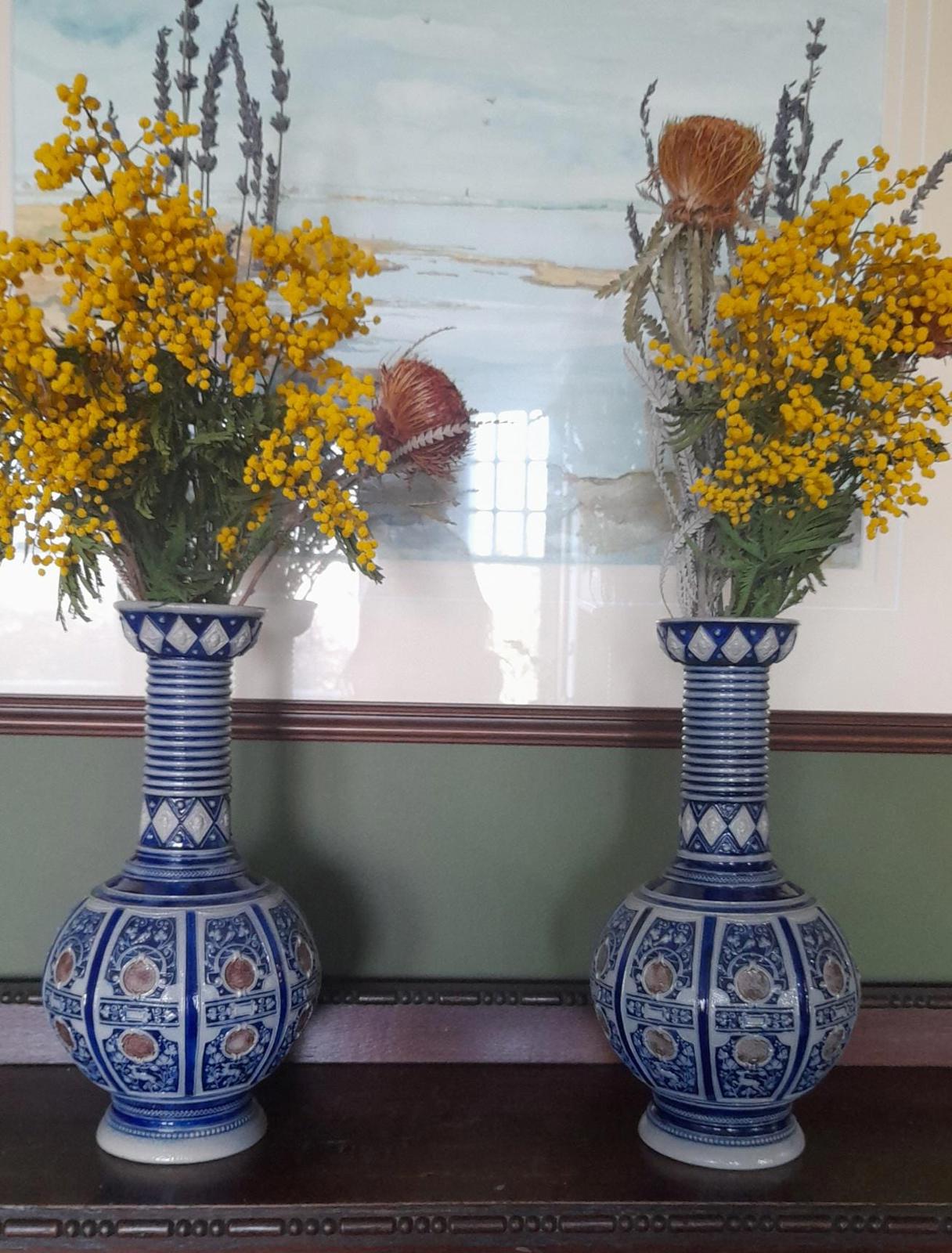 A pair of Simon Peter Gerz German Westerwald stoneware vases