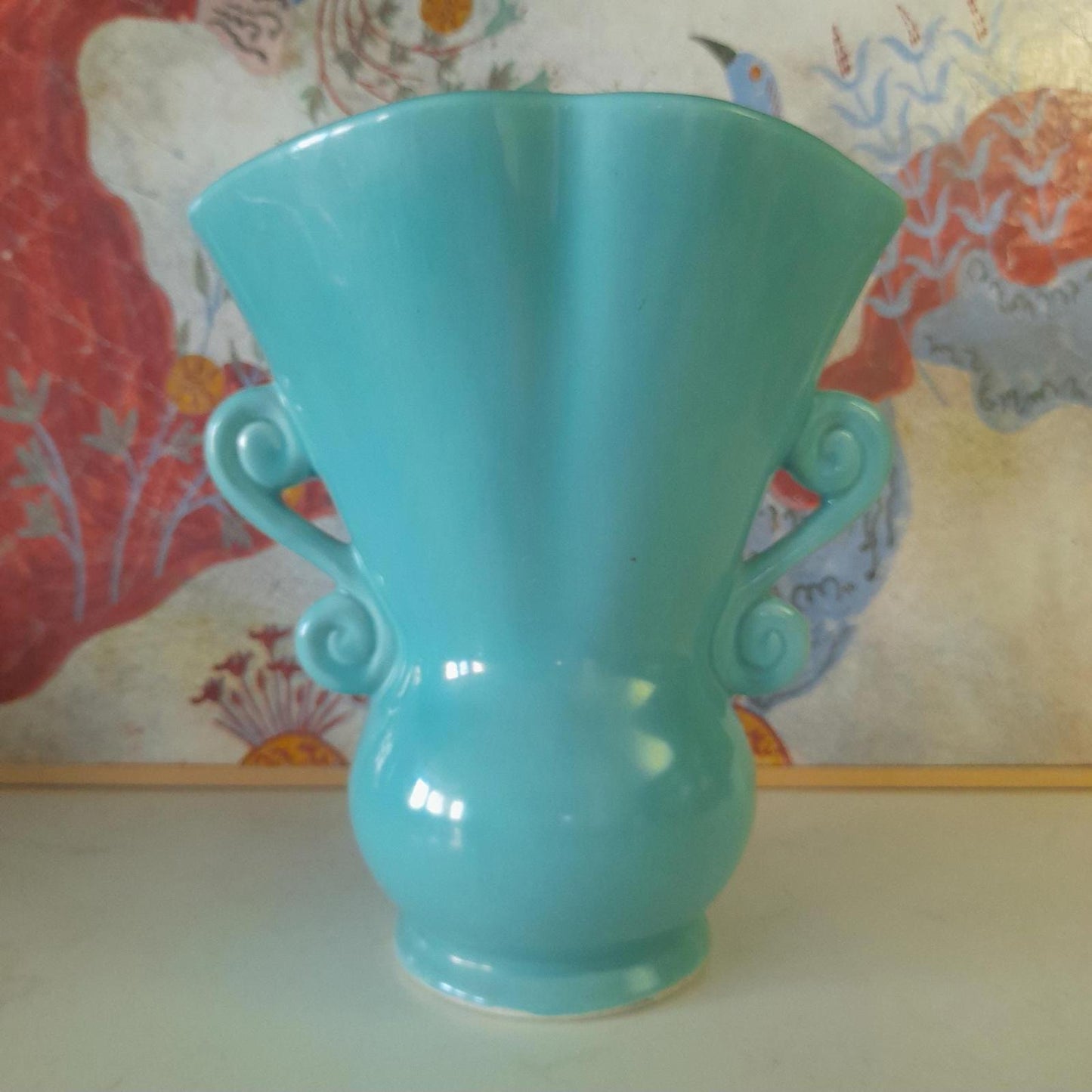 Vintage turquoise flower vase
