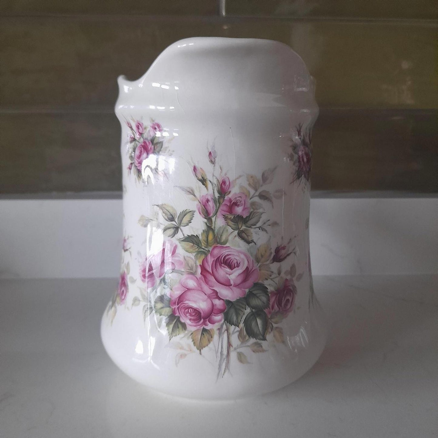 Ironstone Pink roses vase/pitcher