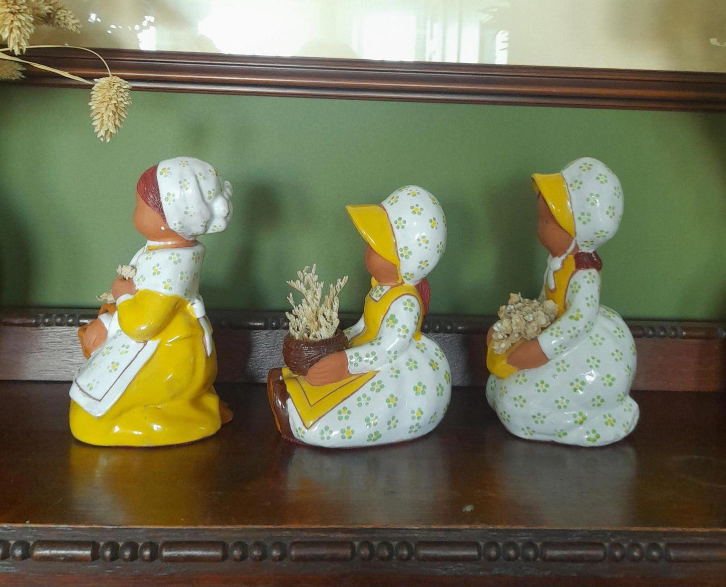 A set of three Jullar Levante Spain girl figurines