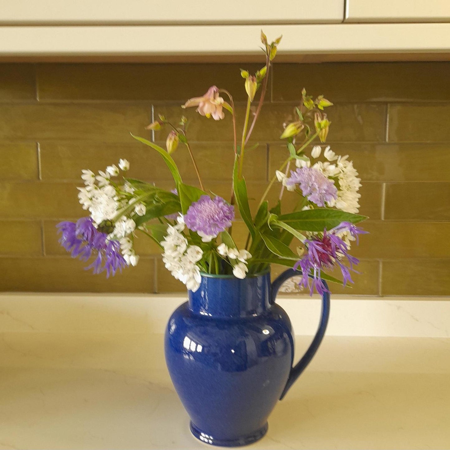 Denby METZ blue and green 8" tall pitcher