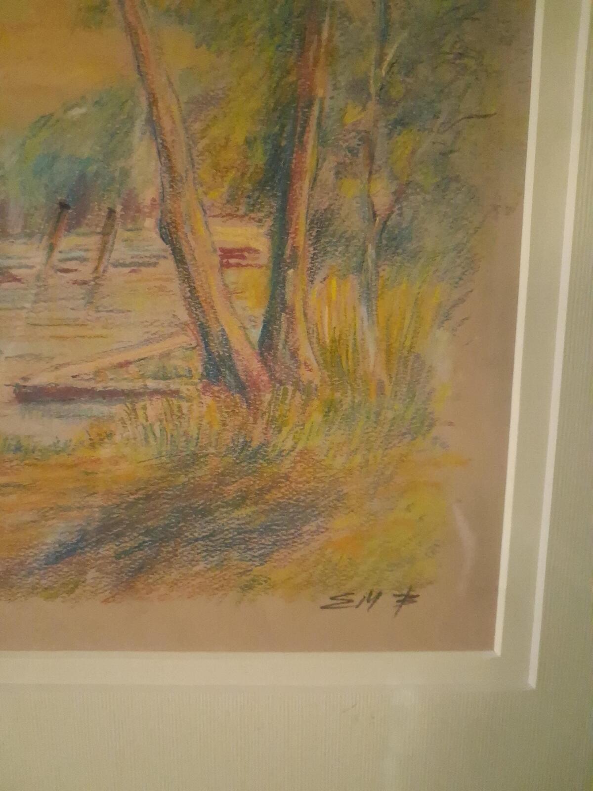 Framed original pastel artwork by artist EMB