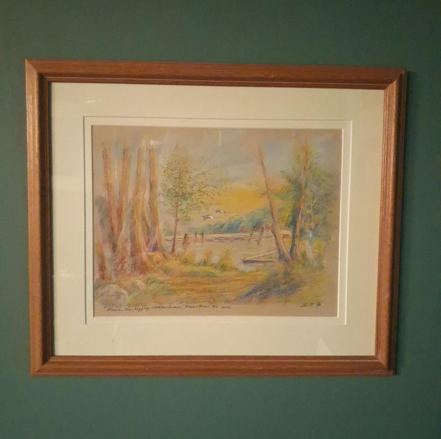 Framed original pastel artwork by artist EMB