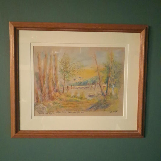 Framed original pastel artwork by artist EMB