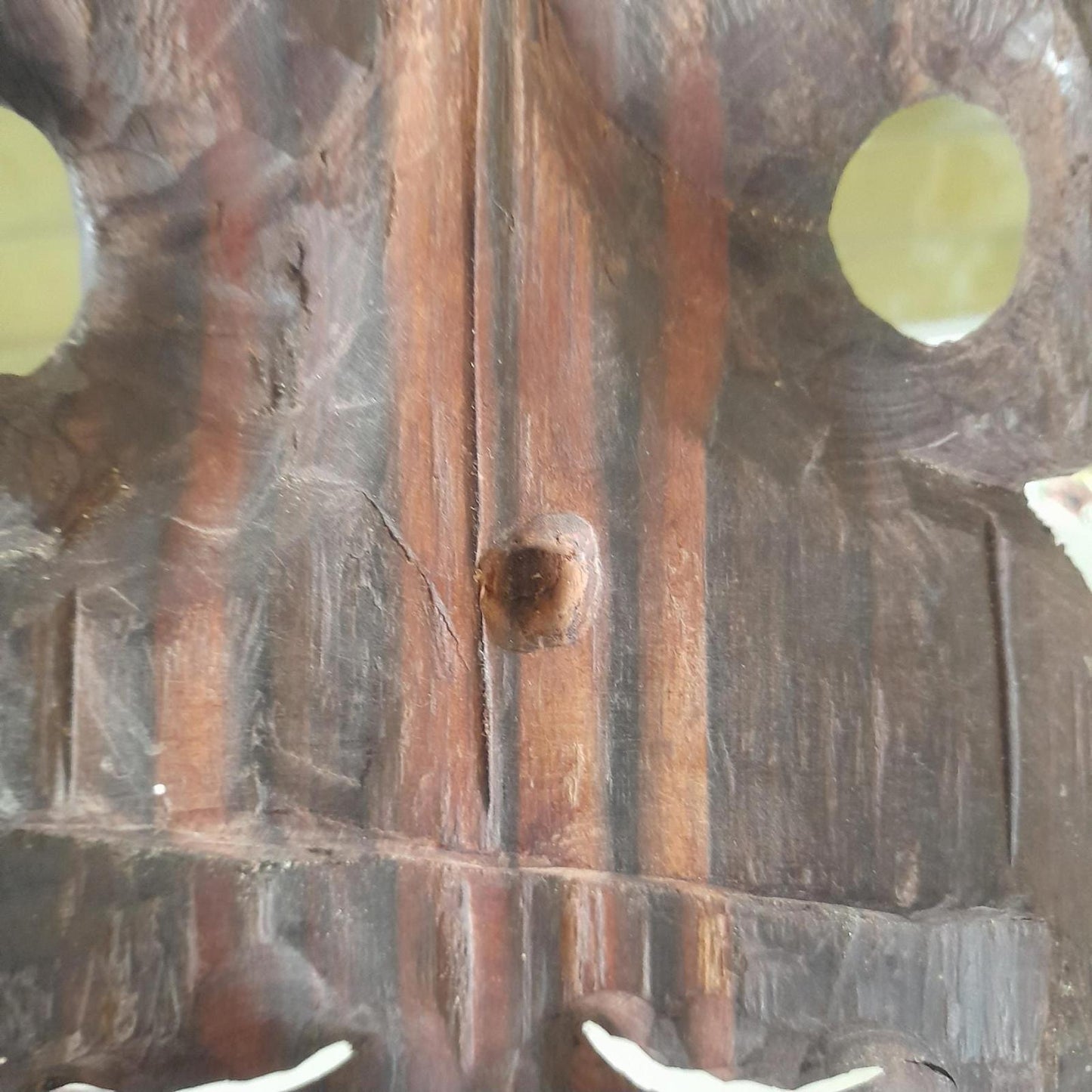 Vintage African handcarved hardwood tribal mask wall hanging