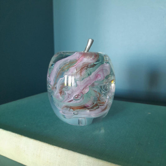 Alum bay glass apple paperweight