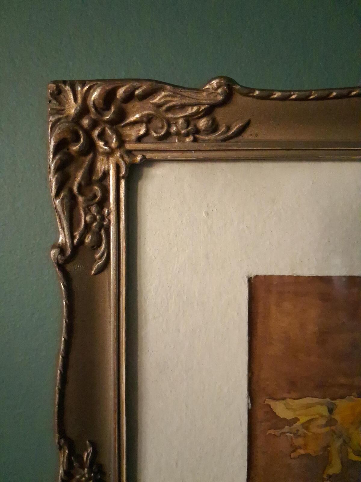 Framed watercolour in an ornate frame