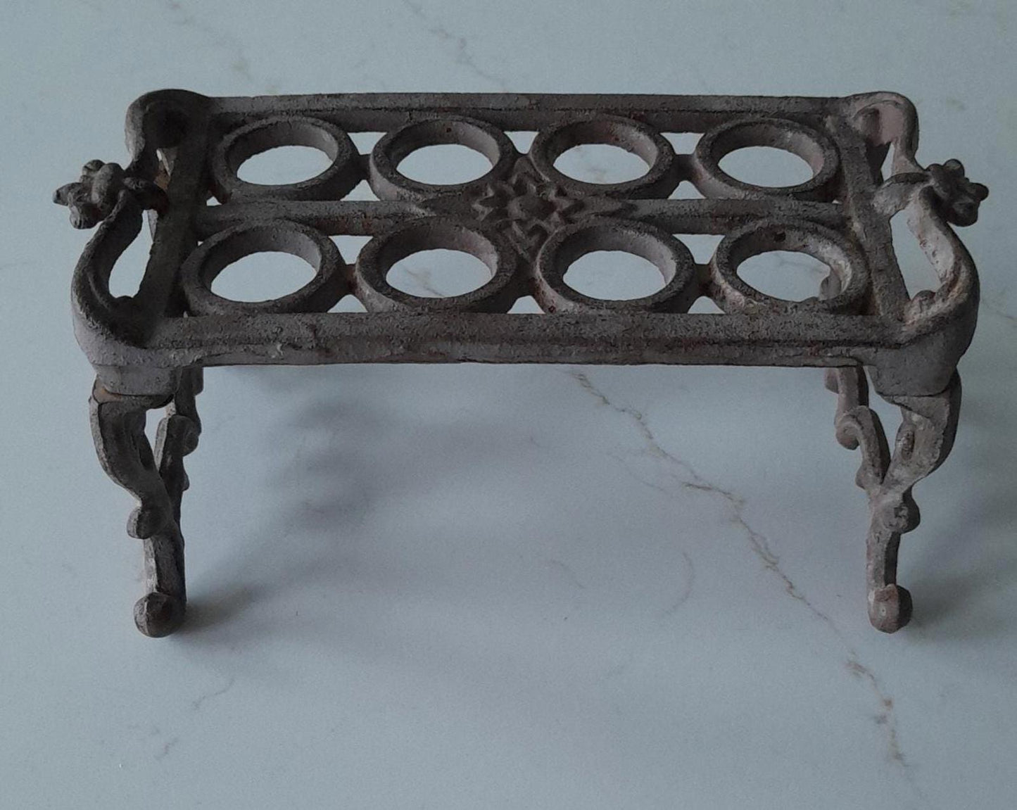 Rustic brown cast iron garden cuttings holder - it will need glass test tubes
