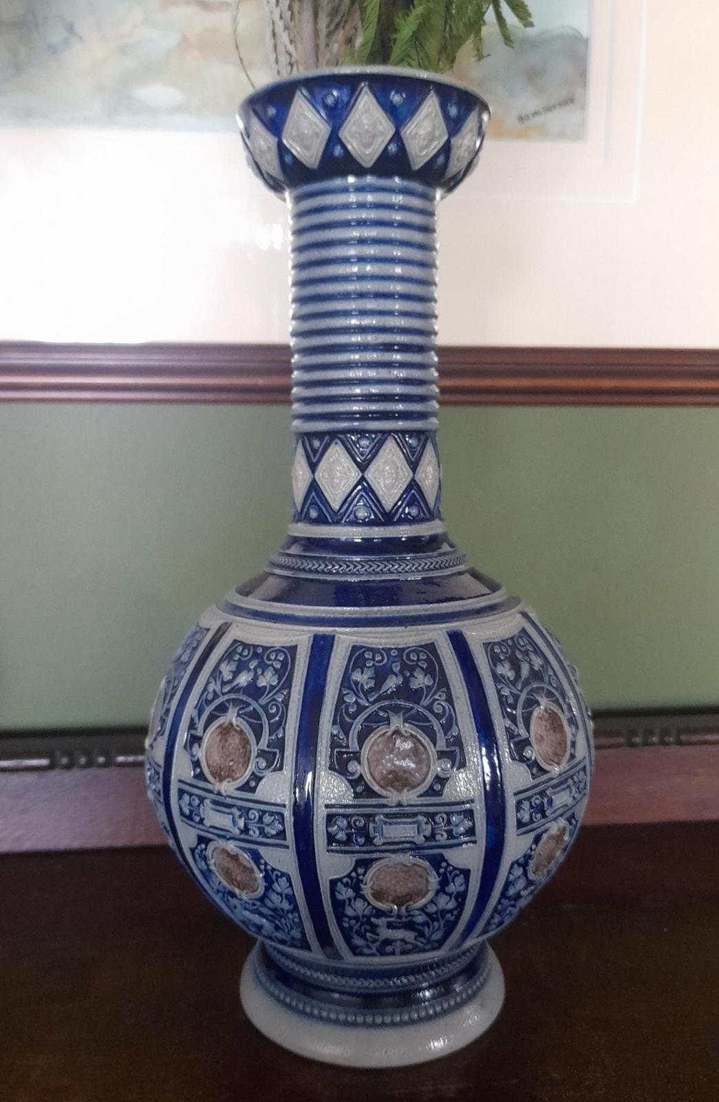 A pair of Simon Peter Gerz German Westerwald stoneware vases