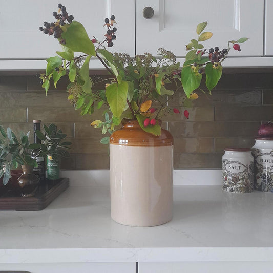 Large vintage two-tone glazed stoneware