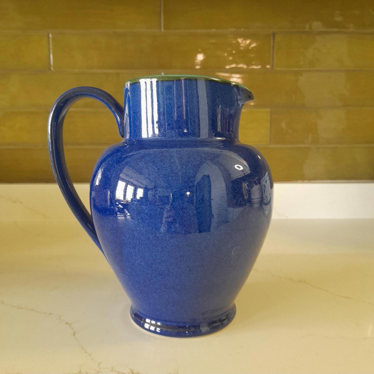 Denby METZ blue and green 8" tall pitcher