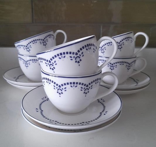 Villeroy and boch Gallo design Daily blue tea cups and saucers set of 6.