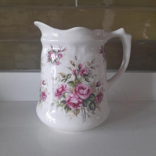 Ironstone Pink roses vase/pitcher