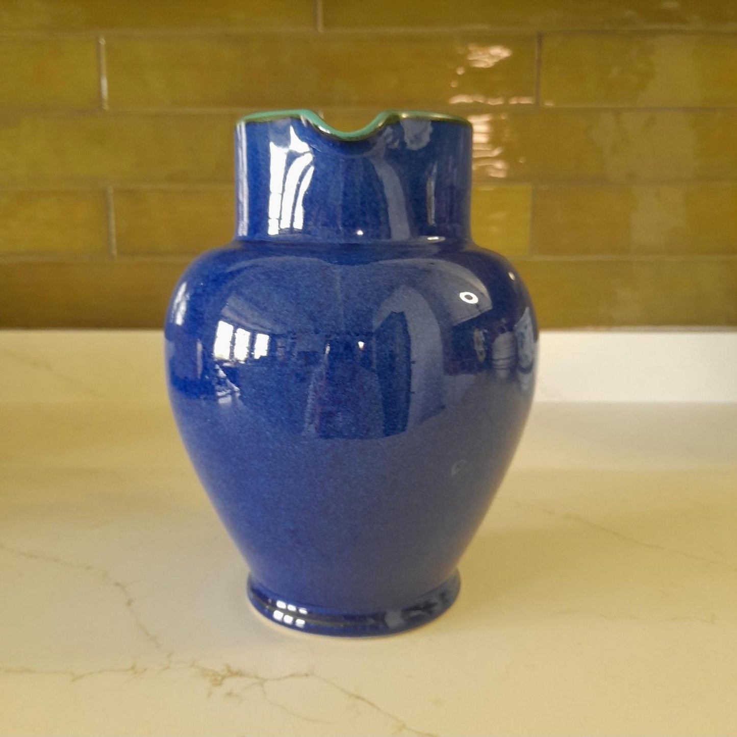 Denby METZ blue and green 8" tall pitcher