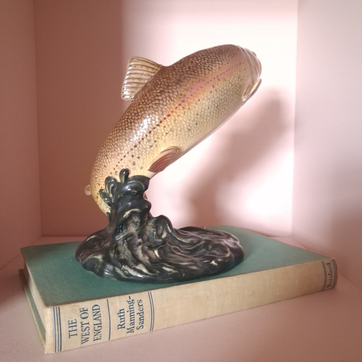 Pristine Vintage Beswick Leaping Trout Figurine Model 1032 | MINT Condition Arthur Gredington British Art Pottery Rainbow Trout | 7" Tall