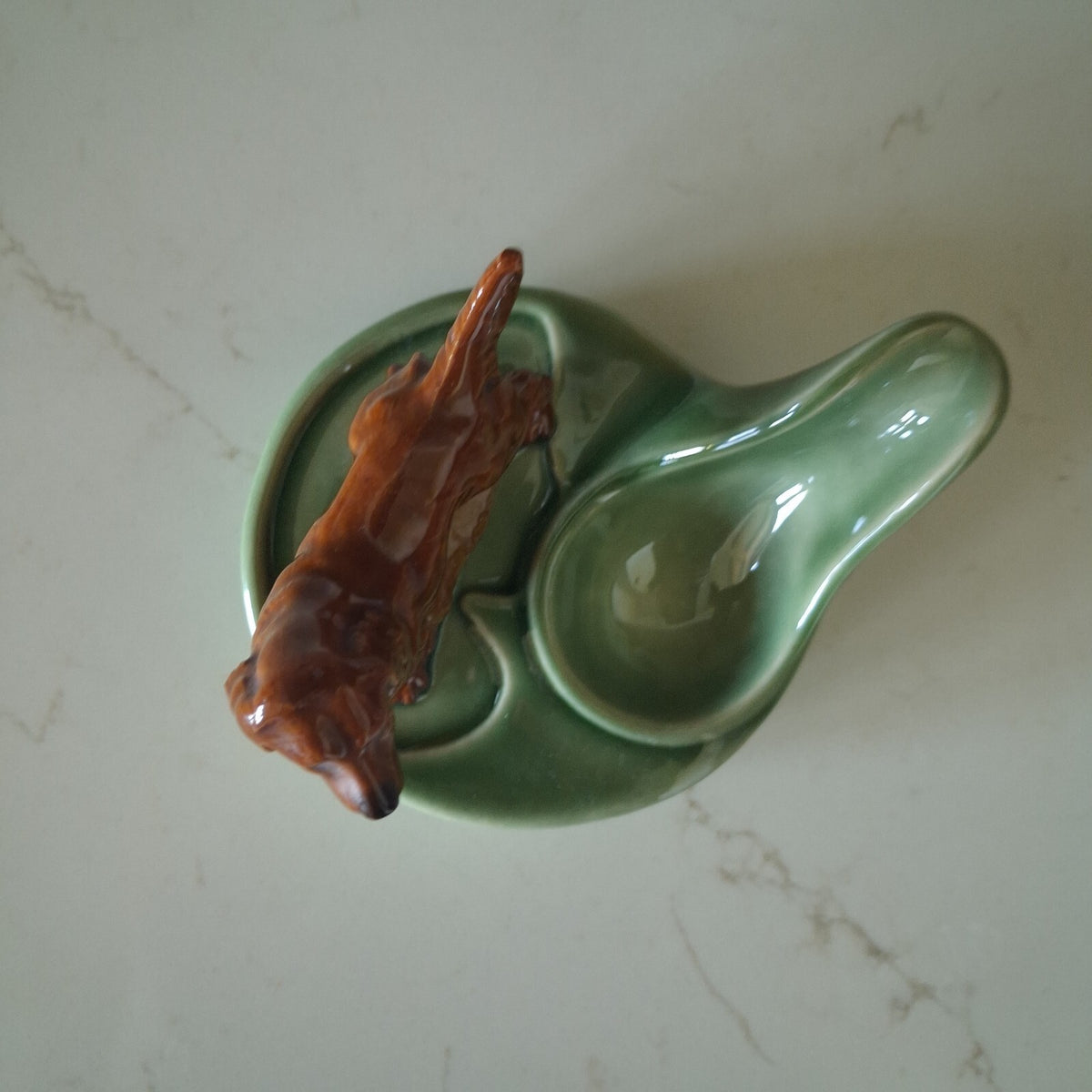 Vintage Wade England Pipe Holder Rest/ Spoon Rest Green & Brown