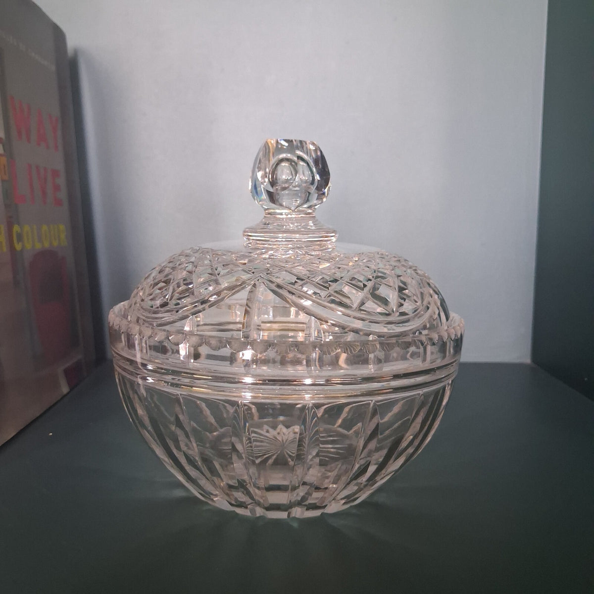 Stuart Crystal "Glengarry" Lidded Candy Dish | Cut Glass Bonbonnière 5.75"