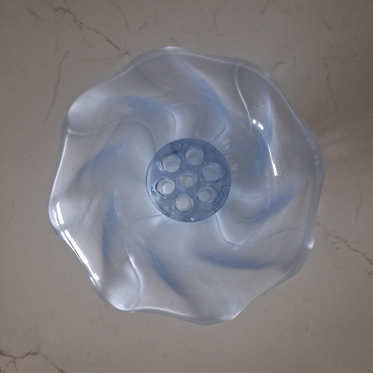 Vintage Art Deco Bagley Glass Equinox Posy Bowl & Flower Frog