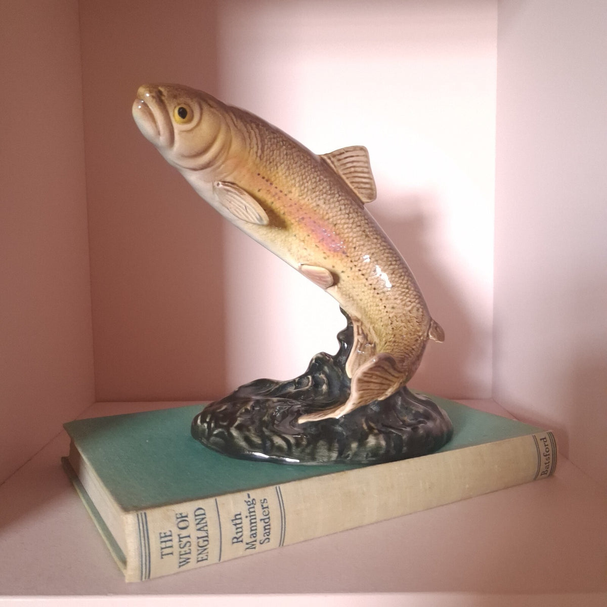 Pristine Vintage Beswick Leaping Trout Figurine Model 1032 | MINT Condition Arthur Gredington British Art Pottery Rainbow Trout | 7" Tall