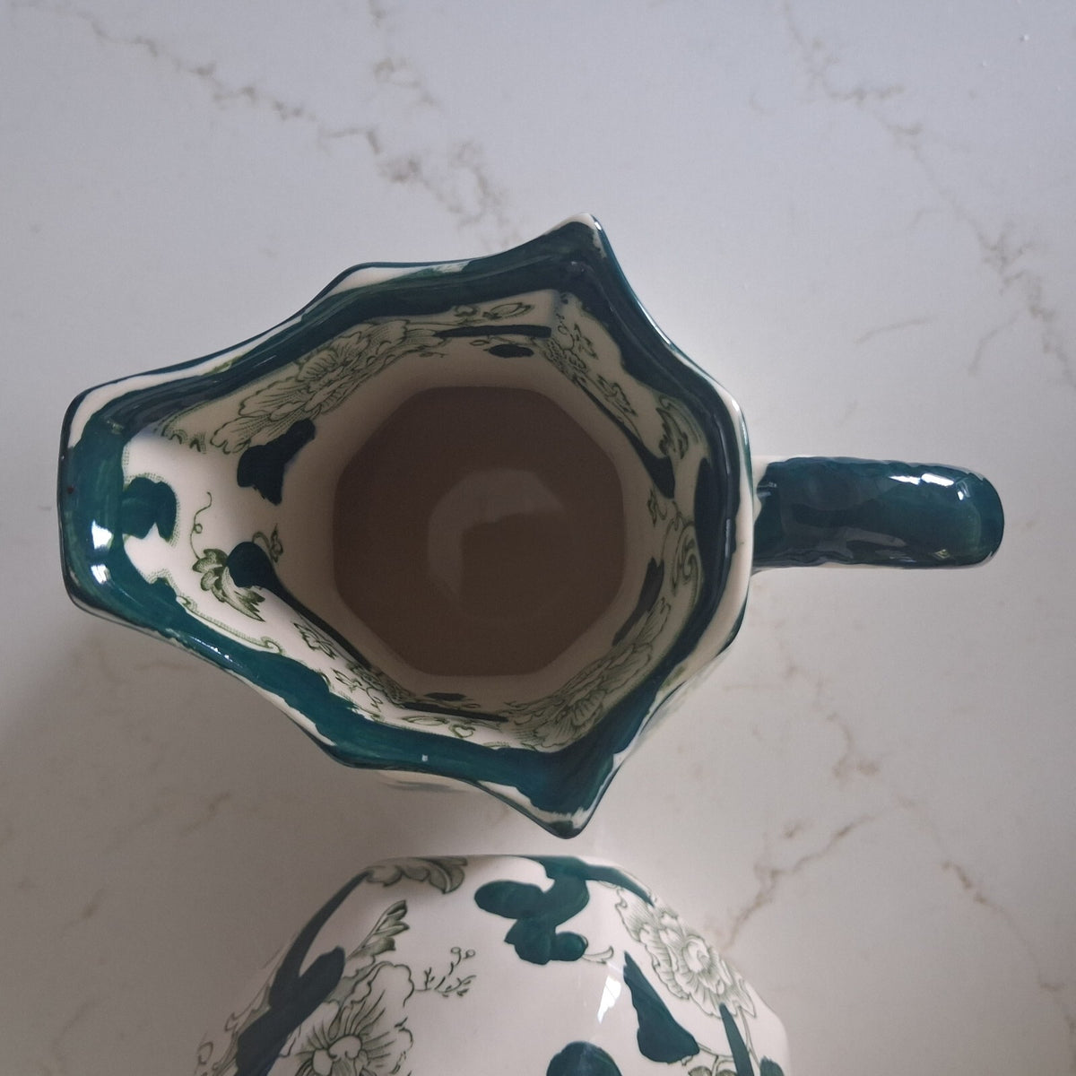 Pair of Vintage Mason's Ironstone Green Chartreuse Hydra Jugs Graduated Pitchers