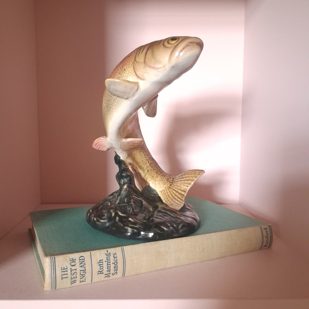 Pristine Vintage Beswick Leaping Trout Figurine Model 1032 | MINT Condition Arthur Gredington British Art Pottery Rainbow Trout | 7" Tall