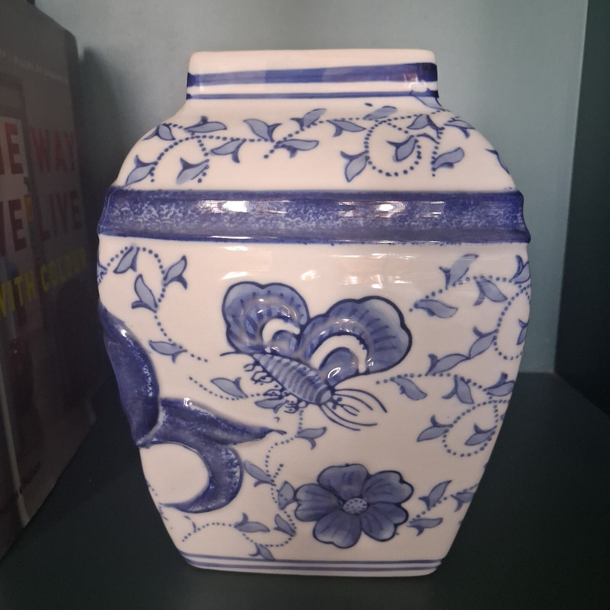 Blue and White Chinoiserie Hexagonal Ginger Jar Base – Regency Ironstone, 8"