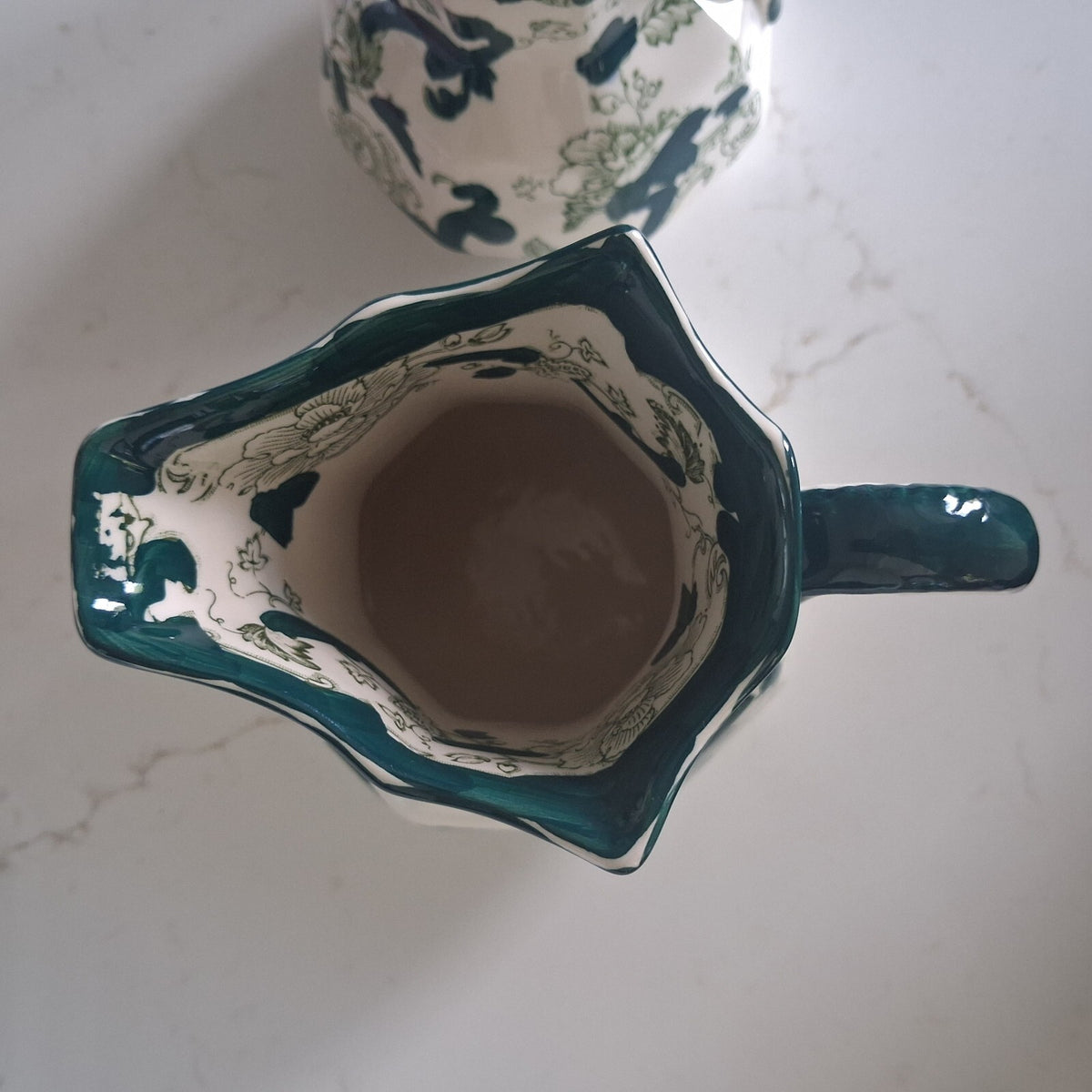 Pair of Vintage Mason's Ironstone Green Chartreuse Hydra Jugs Graduated Pitchers