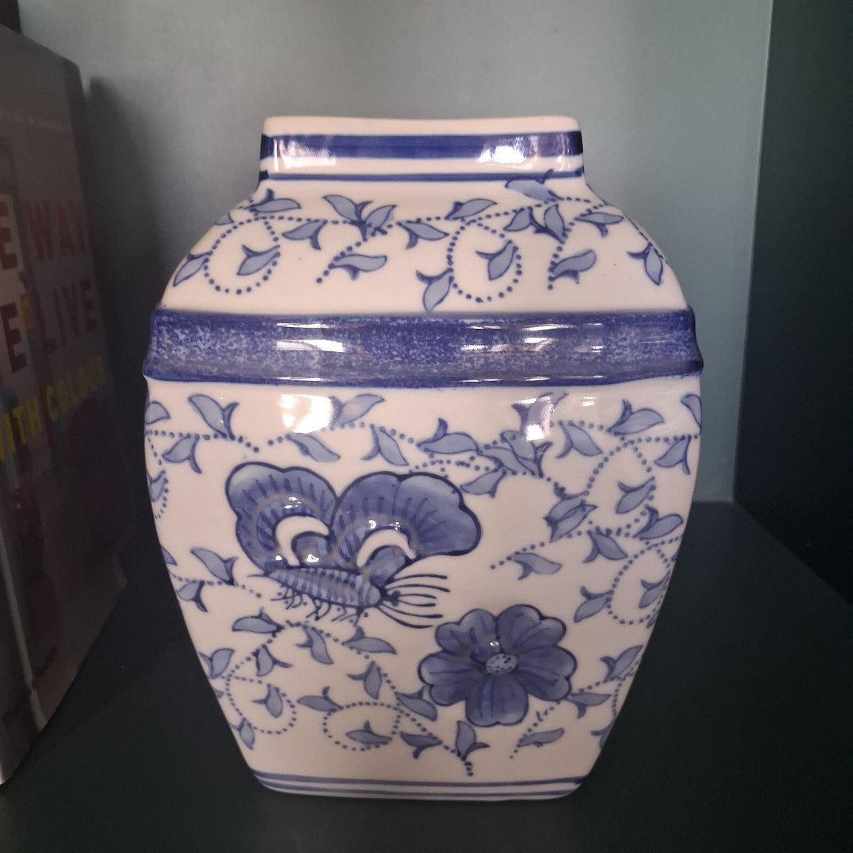 Blue and White Chinoiserie Hexagonal Ginger Jar Base – Regency Ironstone, 8"