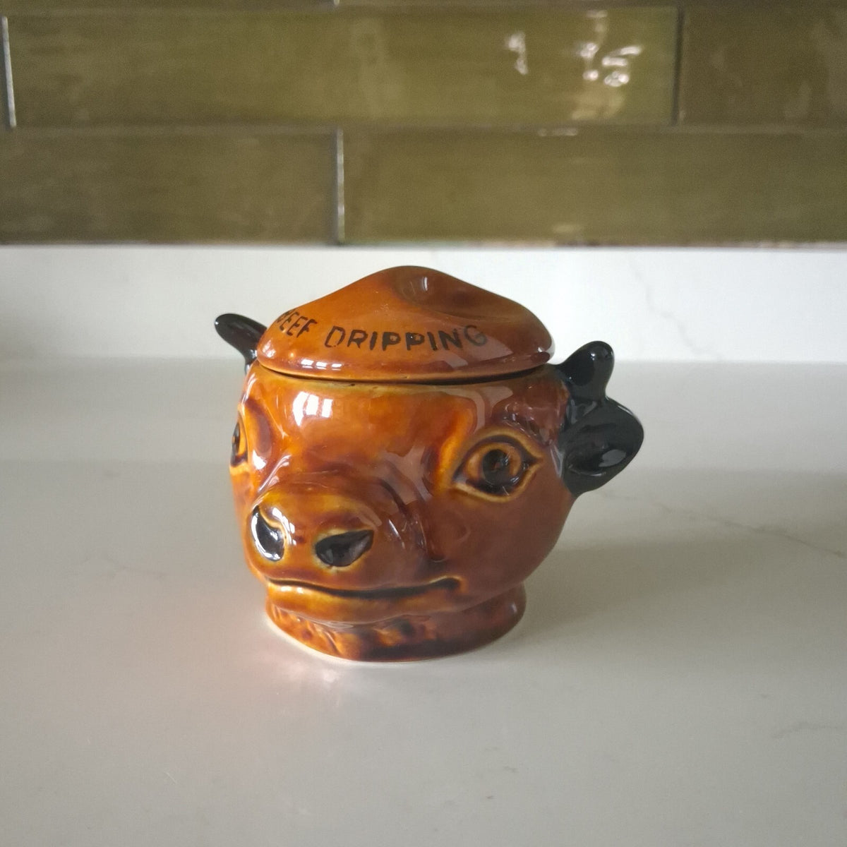 Vintage Szeiler Pottery Bull Head Beef Dripping Pot with Lid – Retro Kitchenalia