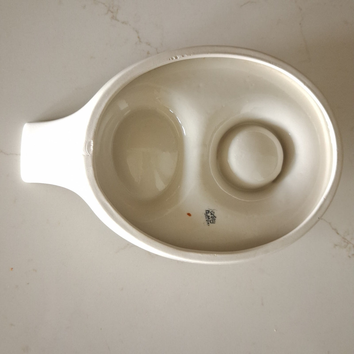 Jersey pottery double ceramic egg dish