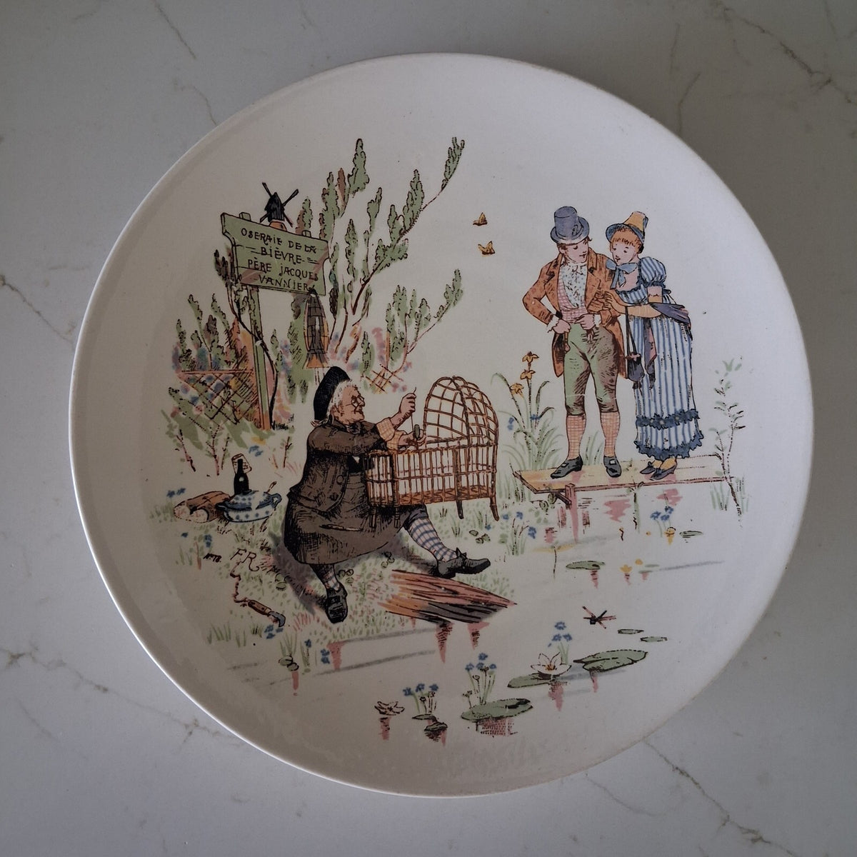 Antique French Sarreguemines Plates Set of 2