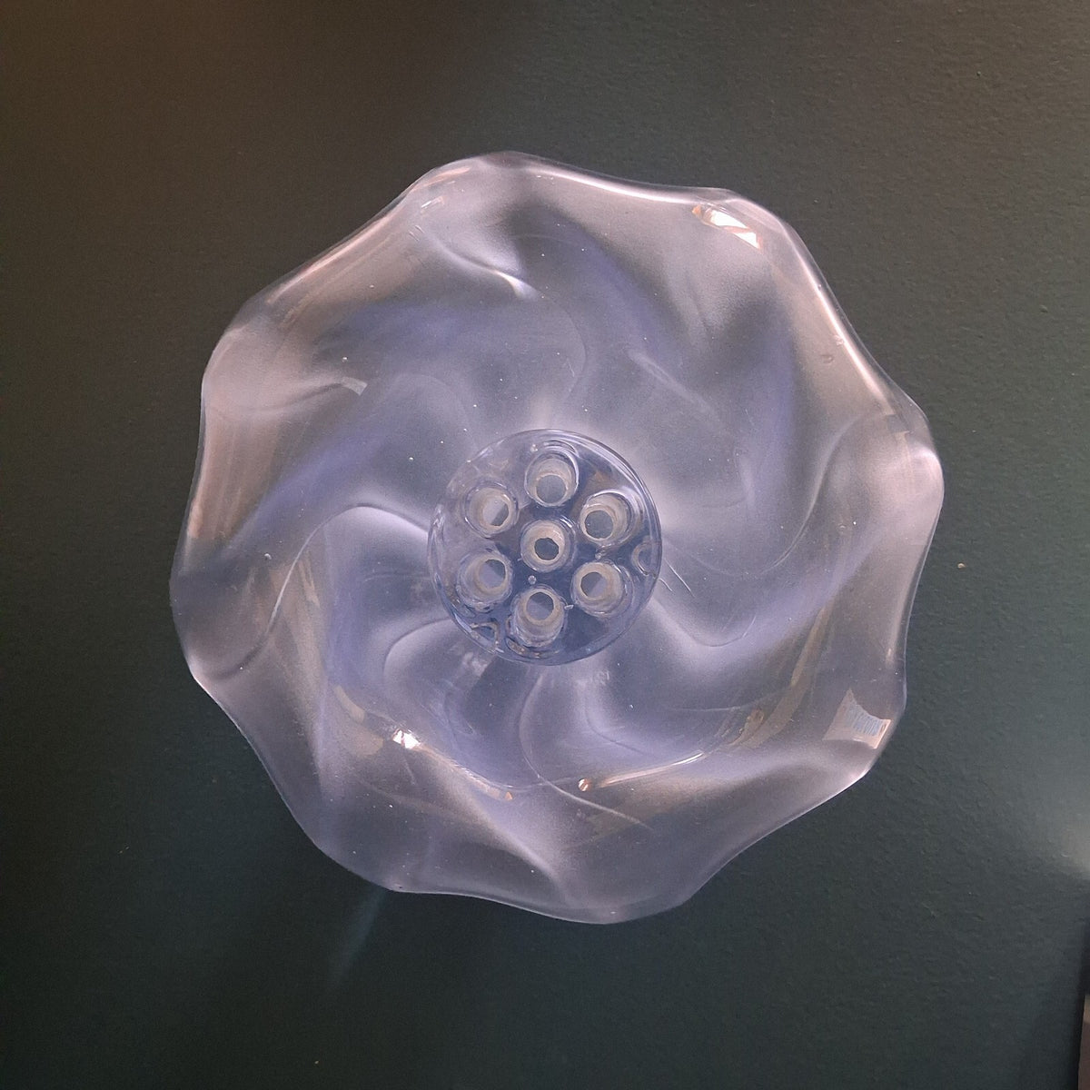 Vintage Art Deco Bagley Glass Equinox Posy Bowl & Flower Frog