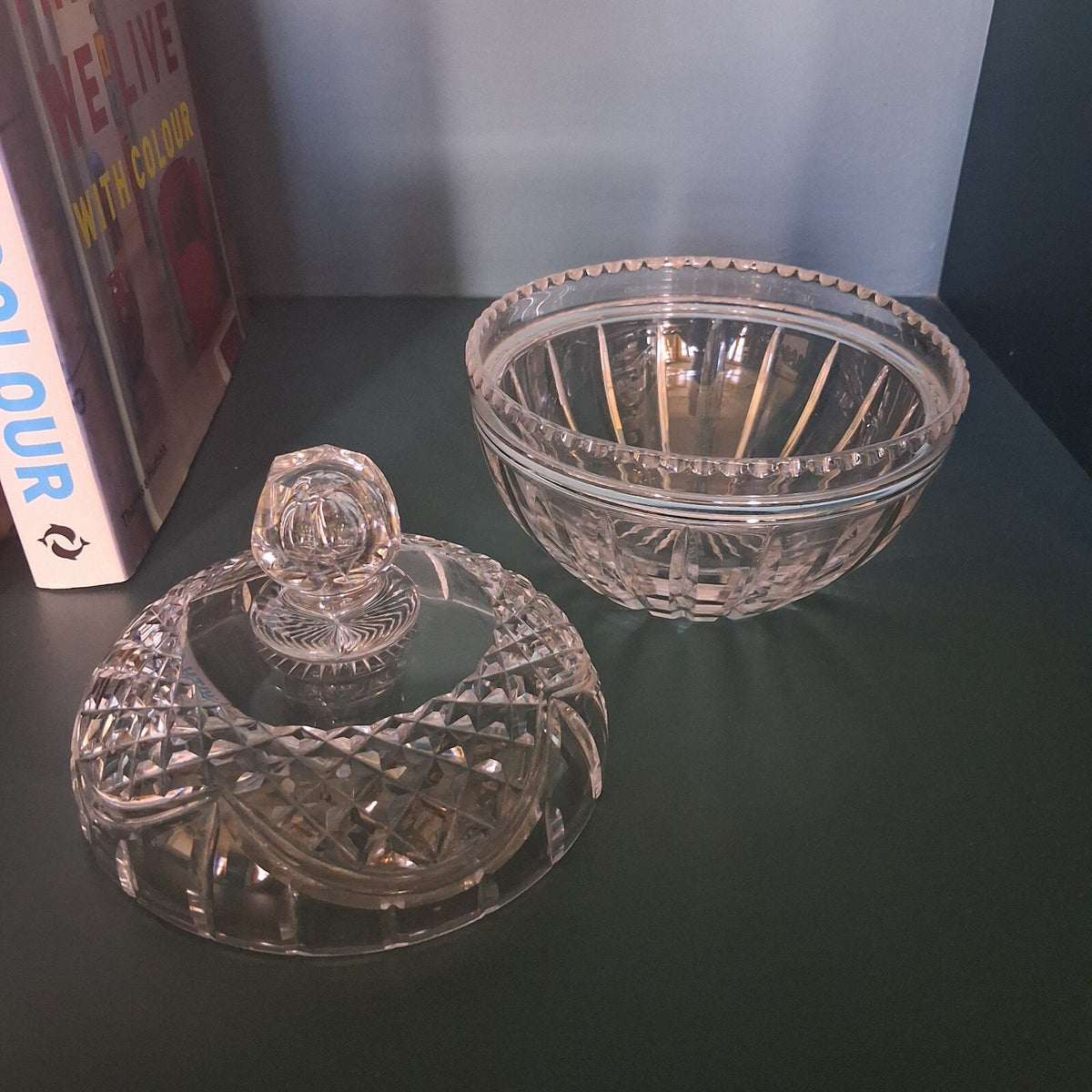 Stuart Crystal "Glengarry" Lidded Candy Dish | Cut Glass Bonbonnière 5.75"