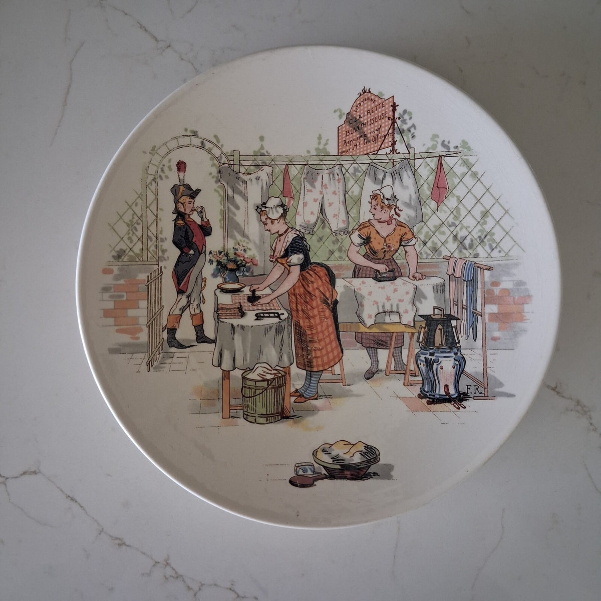 Antique French Sarreguemines Plates Set of 2