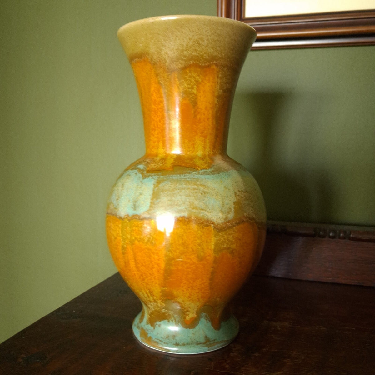 Vintage Old Court Ware Vase | Mid Century Modern Drip Glaze Vase | 7.5" Tall