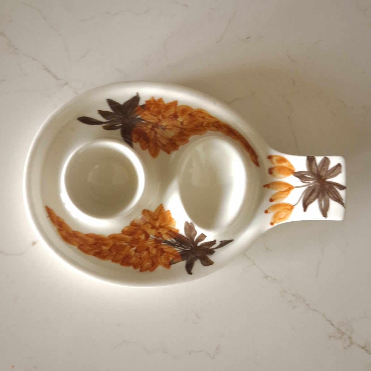 Jersey pottery double ceramic egg dish