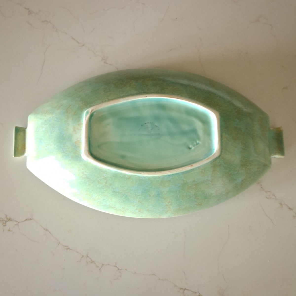 Vintage Crown Devon 782 Oval Serving Dish Green Art Deco Pottery