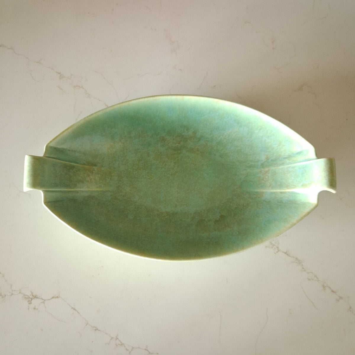 Vintage Crown Devon 782 Oval Serving Dish Green Art Deco Pottery