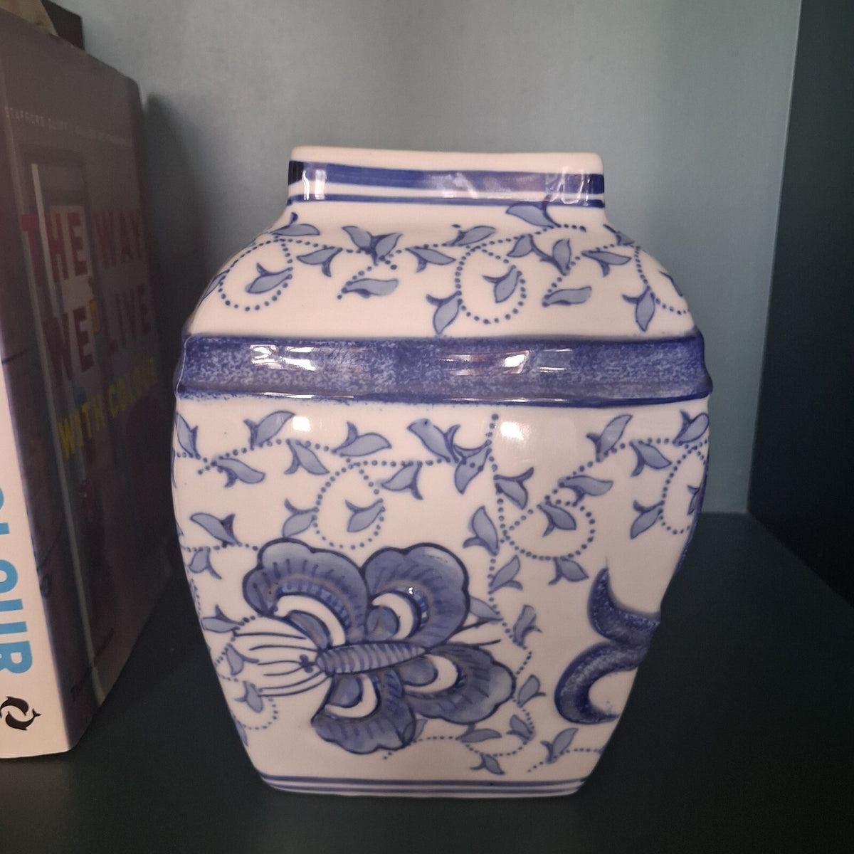 Blue and White Chinoiserie Hexagonal Ginger Jar Base – Regency Ironstone, 8"